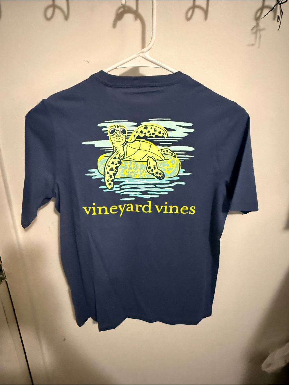 Vineyard Vines Navy T-Shirt with Yellow & Light Teal Turtle Graphic